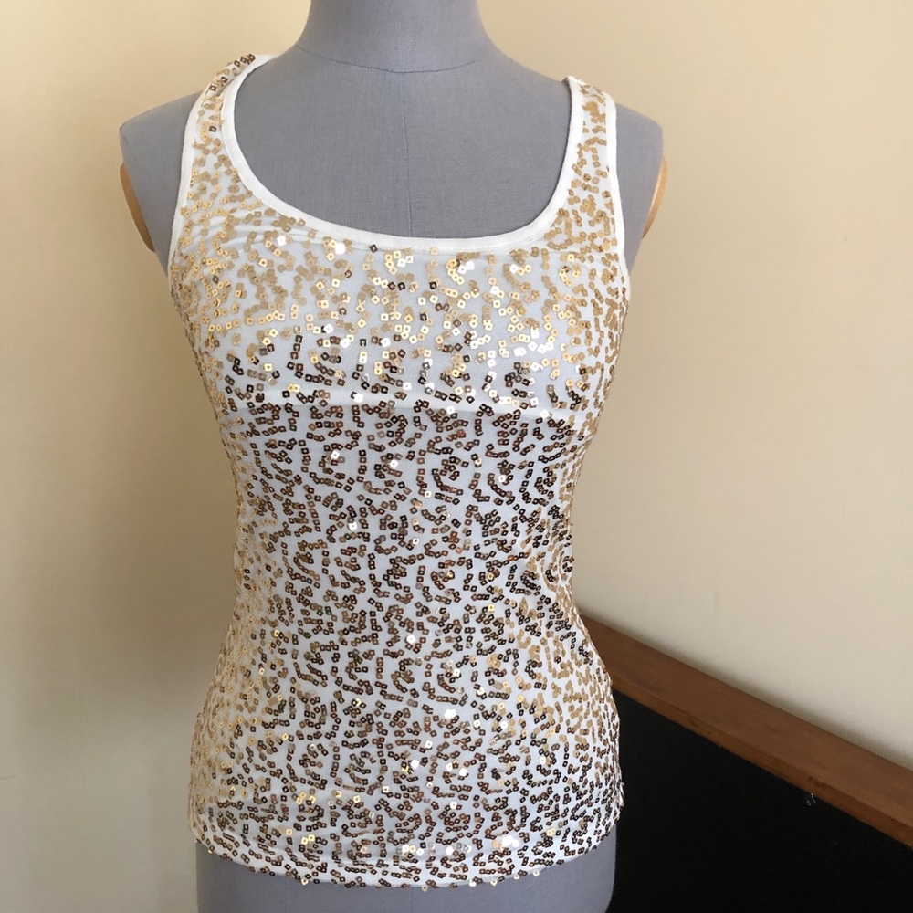 NWOT Women’s Gold Tank Top Sequin XS